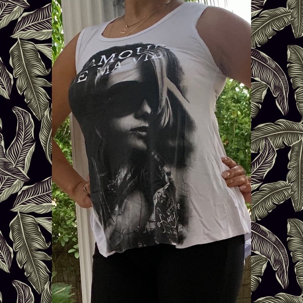 White Flowy graphic tank top